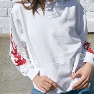 Brandy Melville White Christy Flame Hoodie